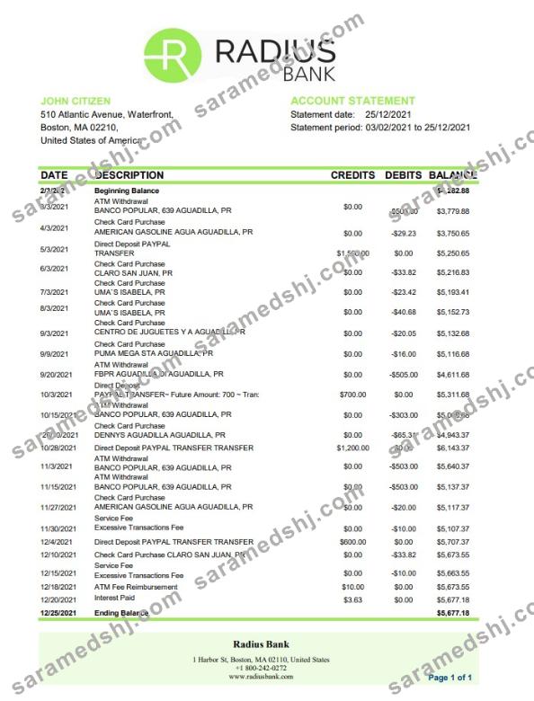 USA Massachusetts Radius Bank excel pdf